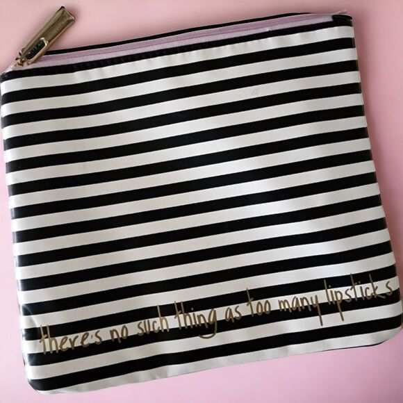 Balck & White Striped Cosmetic Pouch - Picture 5 of 5